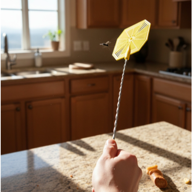 Vỉ đập ruồi & côn trùng Haierc tay cầm kim loại bện, vỉ đập ruồi dùng trong nhà/ngoài trời