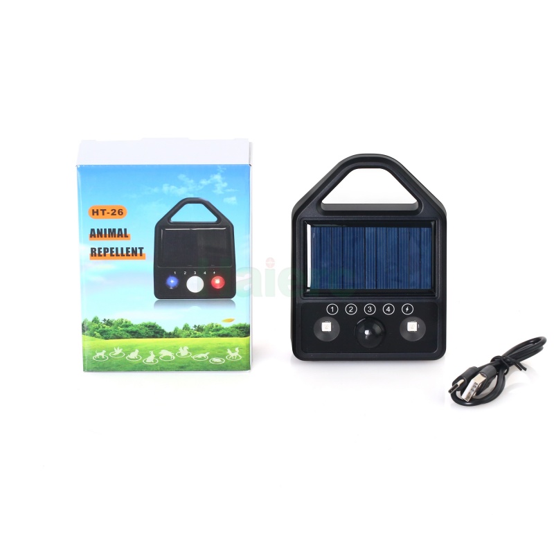Máy đuổi chuột siêu âm ngoài trời chạy bằng năng lượng mặt trời, tích hợp cảm biến chuyển động PIR, đèn LED nhấp nháy, chống nước, dùng cho vườn nhà, trang trại