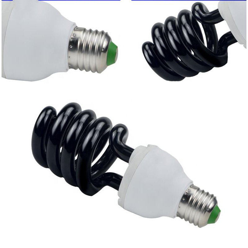 Đèn sợi đốt tiết kiệm năng lượng UV dạng xoắn E27 cỡ nhỏ | Đèn đen dùng để bẫy muỗi và ruồi | 365nm/368nm/395nm